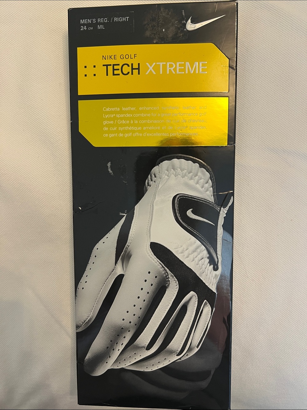 Nike White and Black Tech Xtreme Golf Glove Reg/Right ML